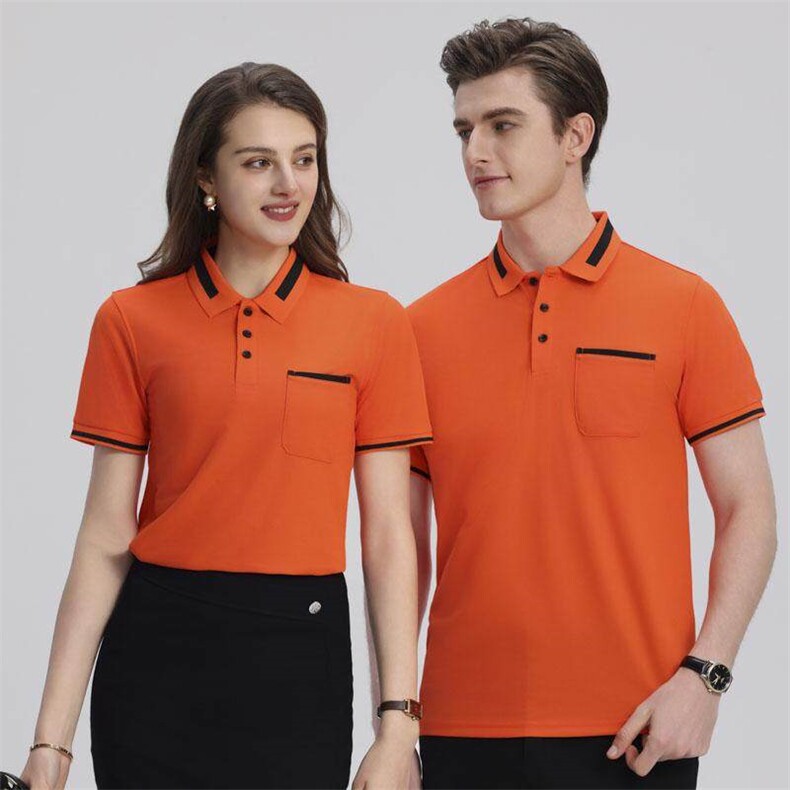 S-6XL 夏季拼色单口袋POLO衫男女工作服团服定制LOGO团服L209P23图片