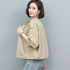 风衣女秋装新款外套洋气大码纯色外套，女装风衣，曼沙奕珂