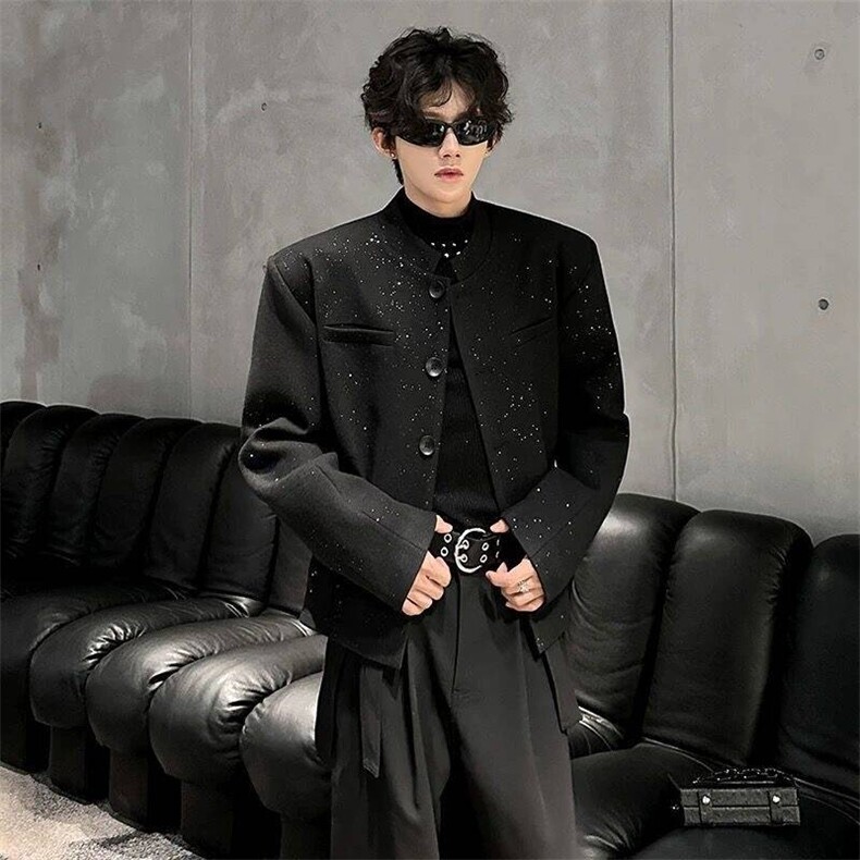 风春男立领西服满天星单排扣中山装外套加大码S-5XLJK0260P60,男装西服,星座1013-1