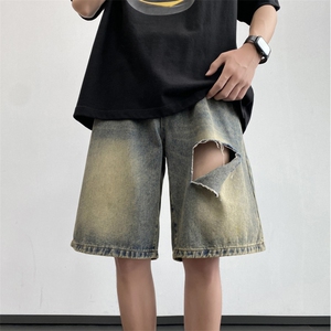 抖音品质夏季新款潮流破洞水洗牛仔短裤B315-K24109-特p35控68图片