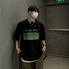 港风条纹印花设计潮大码M-5XL短袖T恤男DT77773P18块特价控38，男装T恤，星座226-2