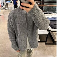 【有货】DM330-P75美式灰色针织开衫外套男慵懒风海马毛休闲毛衣，男装针织衫/毛衣，星座603-2