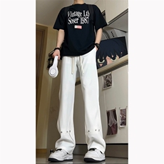 夏季冰丝西裤小众百搭微喇铆钉纽扣排扣冰丝裤子K2411-P50，男装西裤，电商A062