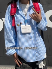 XZ809A/SYR38/P55/控78格子面料泡泡纱绣花腊肠狗长袖衬衫，男装衬衫，星座809A(原222-1)