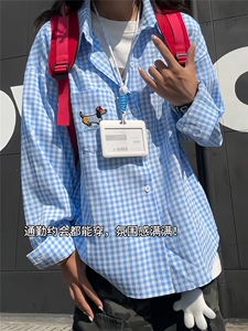 XZ809A/SYR38/P55/控78   格子面料泡泡纱绣花腊肠狗长袖衬衫图片