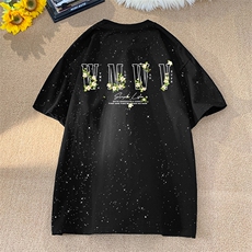 可48小时发货支持抖音得物来样二开美式满天星亮片短袖T恤MTX641，男装T恤，电商A486