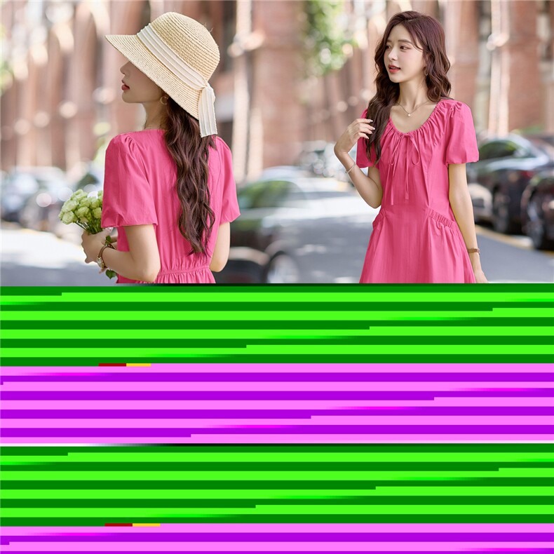 法式茶歇设计连衣裙女夏2025新款绝美泡泡袖收腰显瘦小个子A字裙,女装连衣裙,难舍钰依