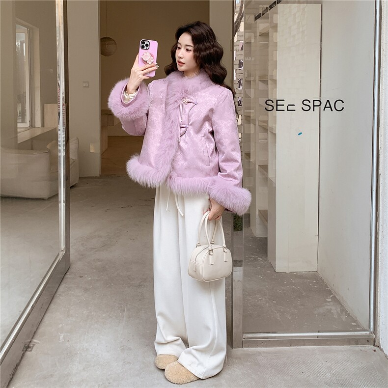 【上就能卖】大量不缺货转化好真毛领新中式羽绒服25107P380K573,女装羽绒服,2C292