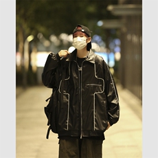 春秋宽松休闲情侣高街PU皮夹克潮美式复古机车皮衣外套W5901-P62，男装夹克，星座512-2