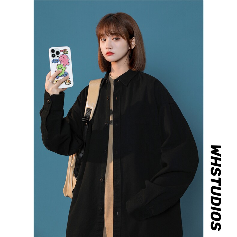 抖音供货2024春装新款复古水洗棉布长袖衬衫外套A158-cs01-P38，女装衬衫，电商A158-1