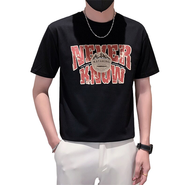 TX27-P38夏季T恤男短袖半截袖新款男装上衣痞青年半袖-黑2控58,男装T恤,电商D327