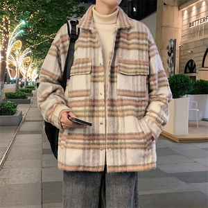 现货港风毛呢夹克男宽松格子呢子大衣外套DSA157B-J236-特P90图片