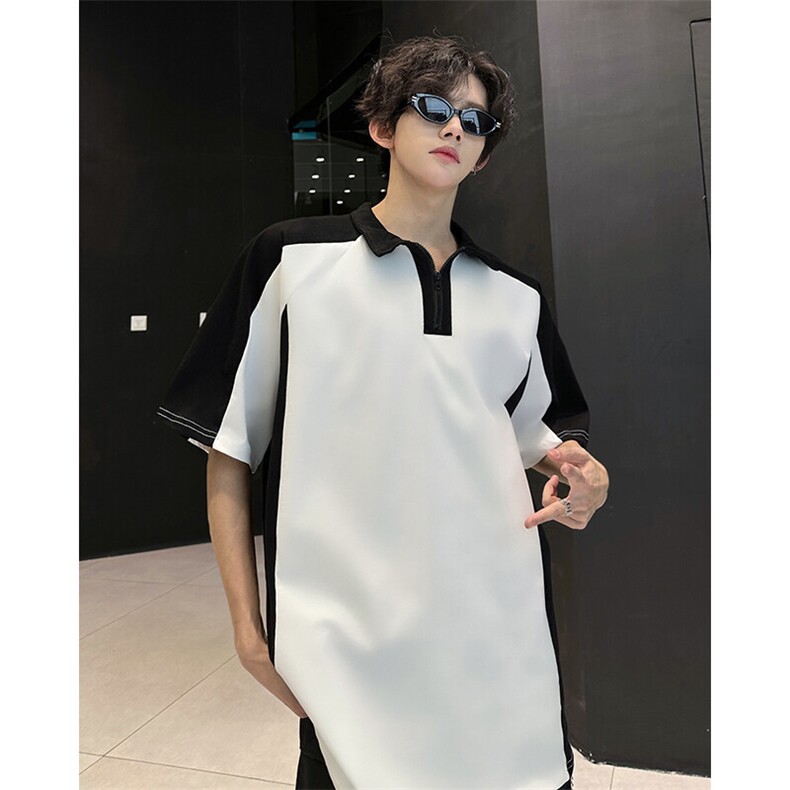 得物抖音高品二开240克纯棉美式高街痞帅POLO翻领潮牌短袖T恤,男装T恤,电商A486-1