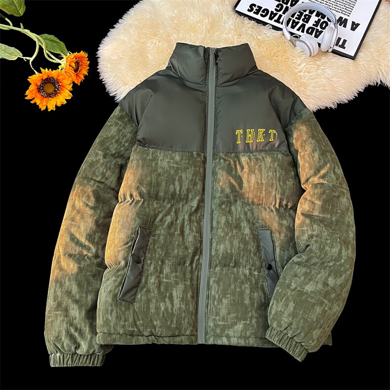 2025棉衣棉服迷彩灯芯绒拼接面包服立领棉袄外套1615-P80,男装棉衣,星座207