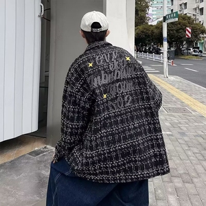 高级小香风长袖青少年春秋韩版潮流情侣格子港风复古休闲夹克外套图片