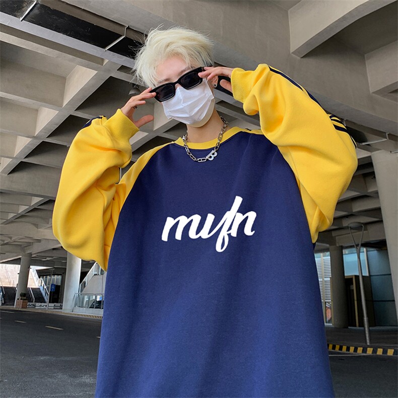 抖音得物供货提供视频秋冬重磅美式宽松织带圆领卫衣0709,男装卫衣,电商A486