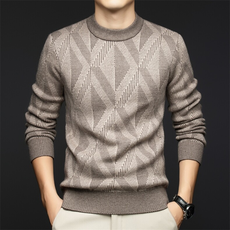 G9006男式2026年秋冬新款加厚加绒加厚针织衫圆领打底衫毛衣，男装针织衫/毛衣，电商B360