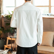 20秋冬新棉麻长袖衬衫加绒加厚打底衫纯色衬衣潮C33-1/P，男装衬衫，钱塘713