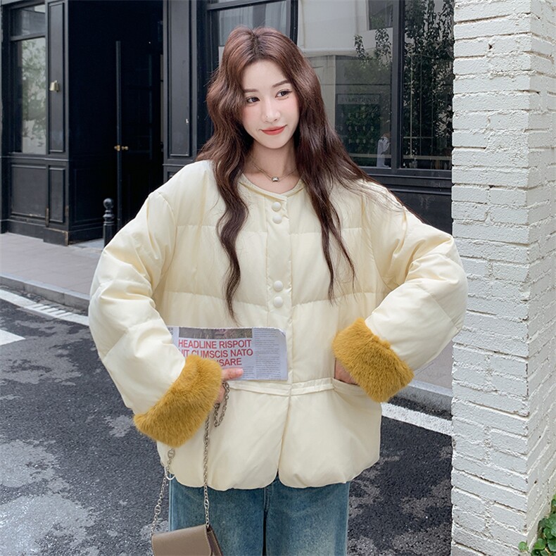 (XIANHUO）新风撞色优雅减龄短款羽绒服F687-P235-K358,女装羽绒服,2C255