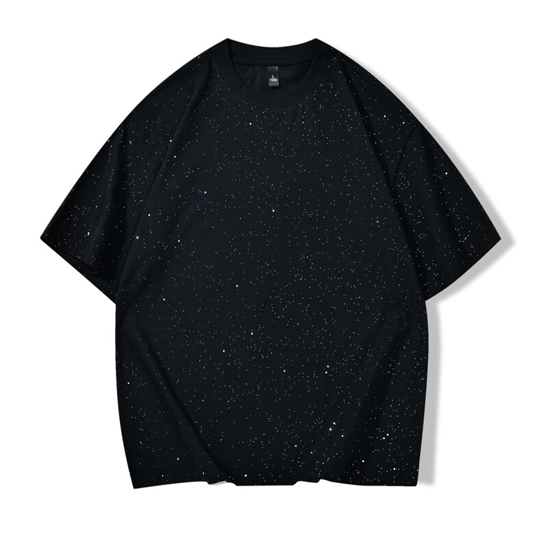 重磅双纱纯棉T恤满天星二开纯色短袖,男装T恤,星座610B-1