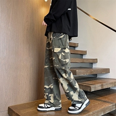 秋季迷彩裤美式伞兵工装裤男直筒阔腿牛仔裤拖地休闲裤子KZ003P68，男装休闲裤，电商B312