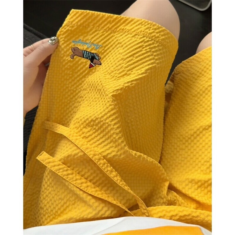 腊肠小狗泡泡纱短裤女夏季外穿美式速干运动裤子休闲宽松五分中裤,男装休闲裤,电商A001