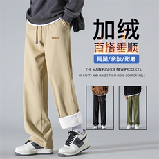 加绒百搭胶标时尚保暖长裤K632-特批常规-37加绒-45，男装休闲裤，星座718-1