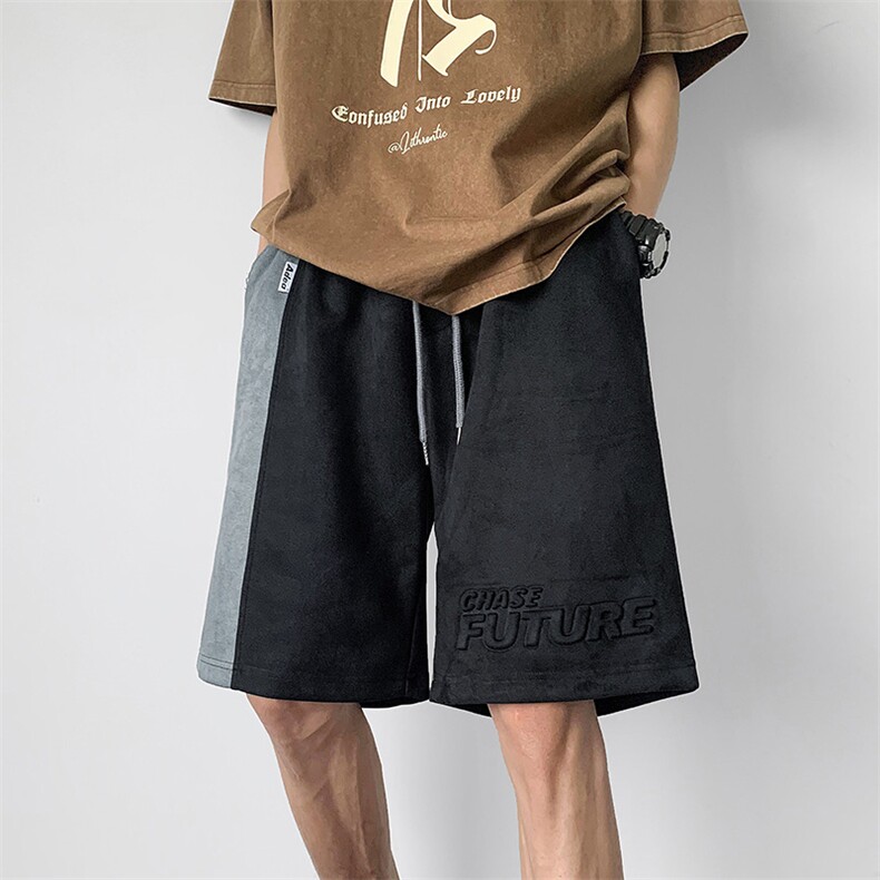 B266-TY06-P40控5823夏季新款宽松麂皮绒拼块短裤五分裤，男装牛仔裤，星座B257-1