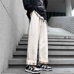 加绒毛呢裤男直筒垂感阔腿特大码胖子休闲裤K906P55控78 加绒P60图片
