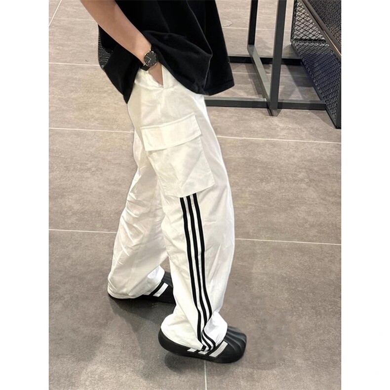 cleanfit美式复古条纹拼接白色伞兵工装裤子夏季男，男装工装外套，星座1007（原301D）