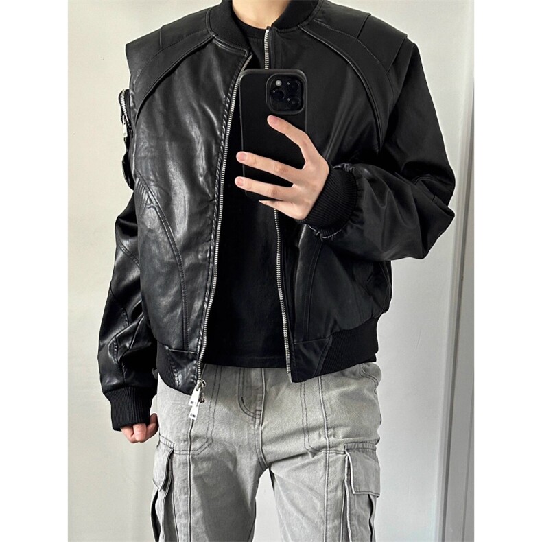 蛇纹皮衣夹克机车飞行员外套男女棒球服 JK229 特P95图片