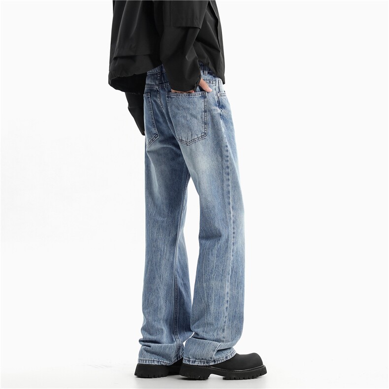 主推~秋季闪电纹水洗微喇牛仔裤男潮牌750-P60_控78，男装牛仔裤，星座1102-1