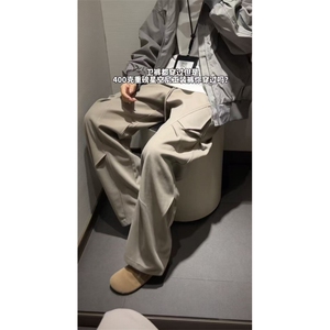 网图弯刀毛呢卫裤男款美式高街cleanfit裤子褶皱工装KZA401-特P52图片