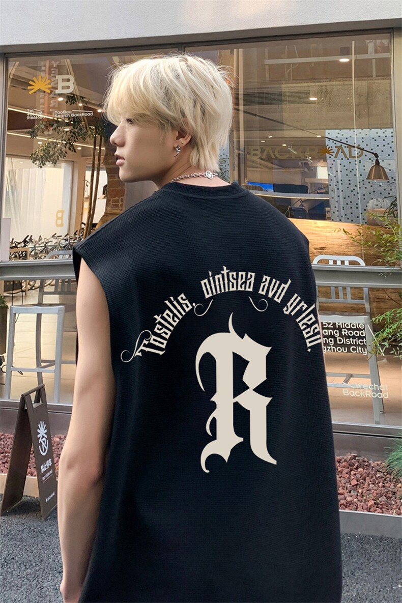 华夫格背心直播高品质重磅220克R印花HB773-P25控38,男装背心/马甲,星座508（原C305）