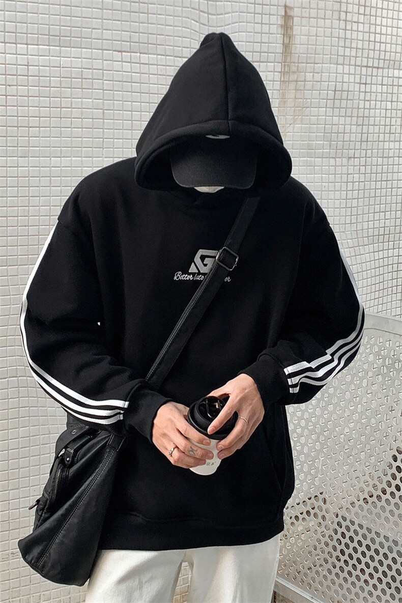 2025港风连帽刺绣设计袖子三杠织带大码M-5XL卫衣男WY77737P58控,男装卫衣,星座227-7
