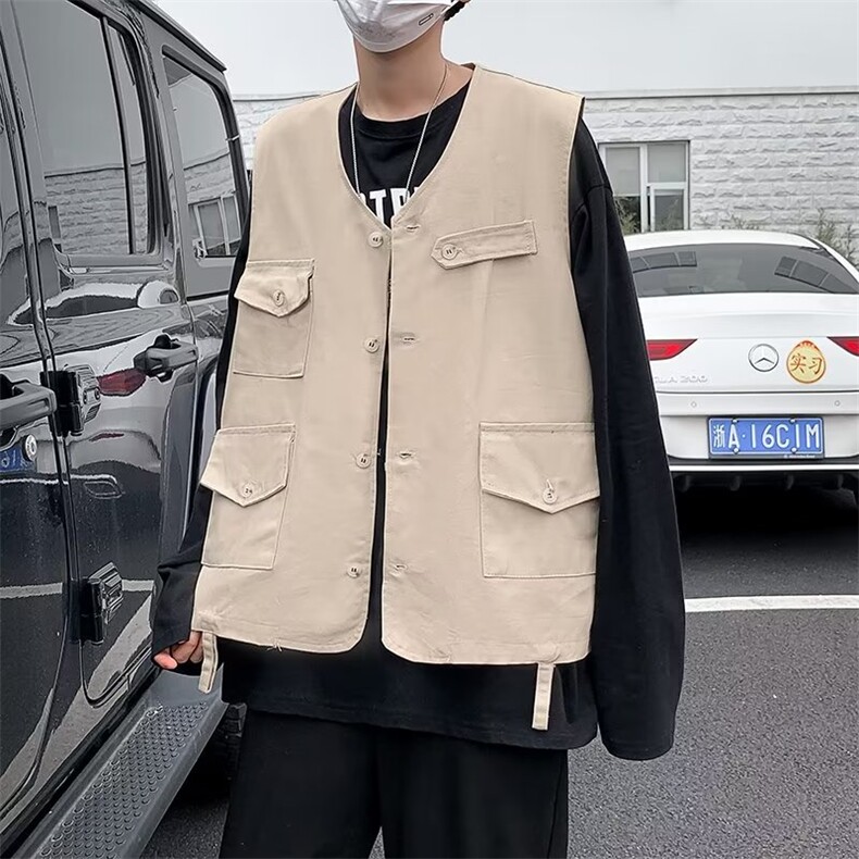 wassuphappy美式工装马甲男夏季薄款无袖坎肩上衣服潮牌休闲外套,男装背心/马甲,星座1116-2