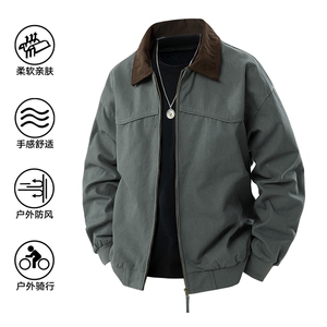 秋季大货拼色衬衫领纯棉宽松夹克男上衣外套DSA157B-J182-P75图片