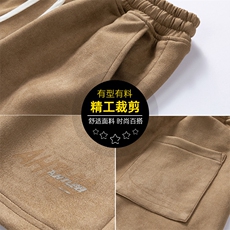 美式麂皮绒短裤男ins夏季宽松直筒篮球运动五分裤休闲DK0636-P35，男装休闲裤，星座308B-2