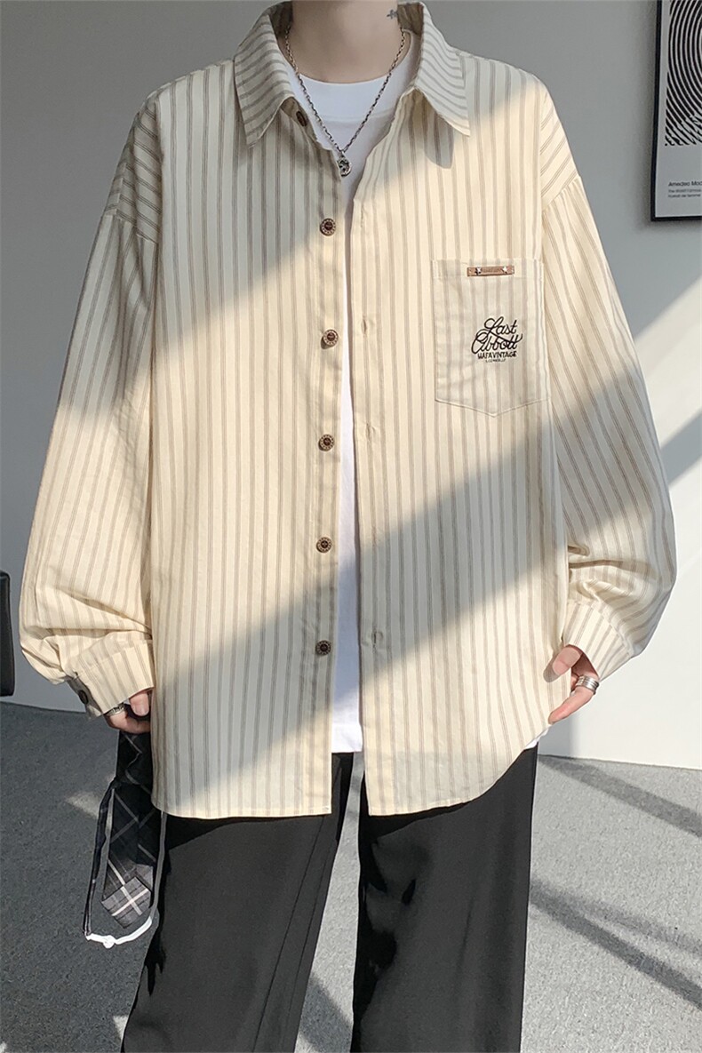 现货CS1163-特P53新款百搭条纹大码男衬衫,男装衬衫,电商A059