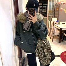 现货重磅boxy短款棉衣座山雕大毛毛领男女棉服水洗工装厚外套，男装棉衣，电商A486