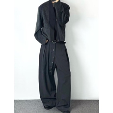 老钱风双扣开衫混纺毛边短款西服毛呢外套复古雅痞呢子西装潮，男装西服，四季星座505