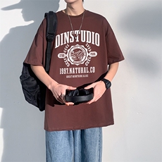 EQ212220克纯棉字母印花夏季短袖男潮流ins美式T恤宽松大码男装，男装T恤，电商C306-1