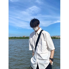 男短袖潮牌潮流高级感冰丝衬衣休闲痞帅外套夏季宽松CS02，女装短外套，星座1116A（原606A-3）