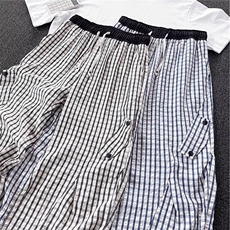 G210-P40韩版时尚条纹宽松阔腿休闲裤女2025新款高腰简约，男装休闲裤，电商B323A