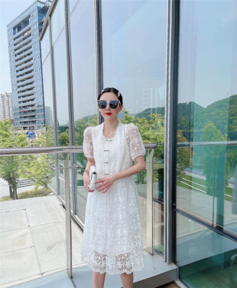 2021夏季纱镂空连衣裙，女装连衣裙，漫迪MD