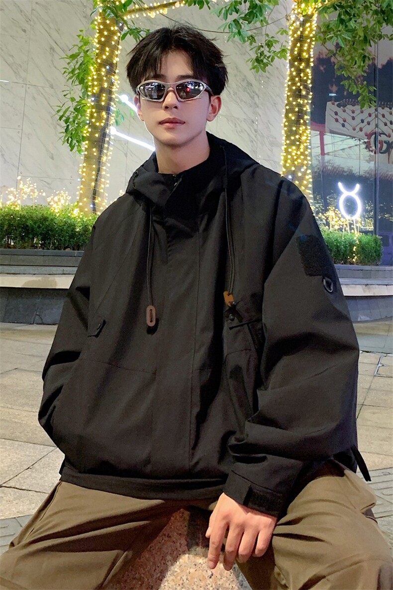 直播2024秋季新款雪尼尔防水面料外套男韩版潮流夹克上衣A409-1,男装夹克,电商A409-1