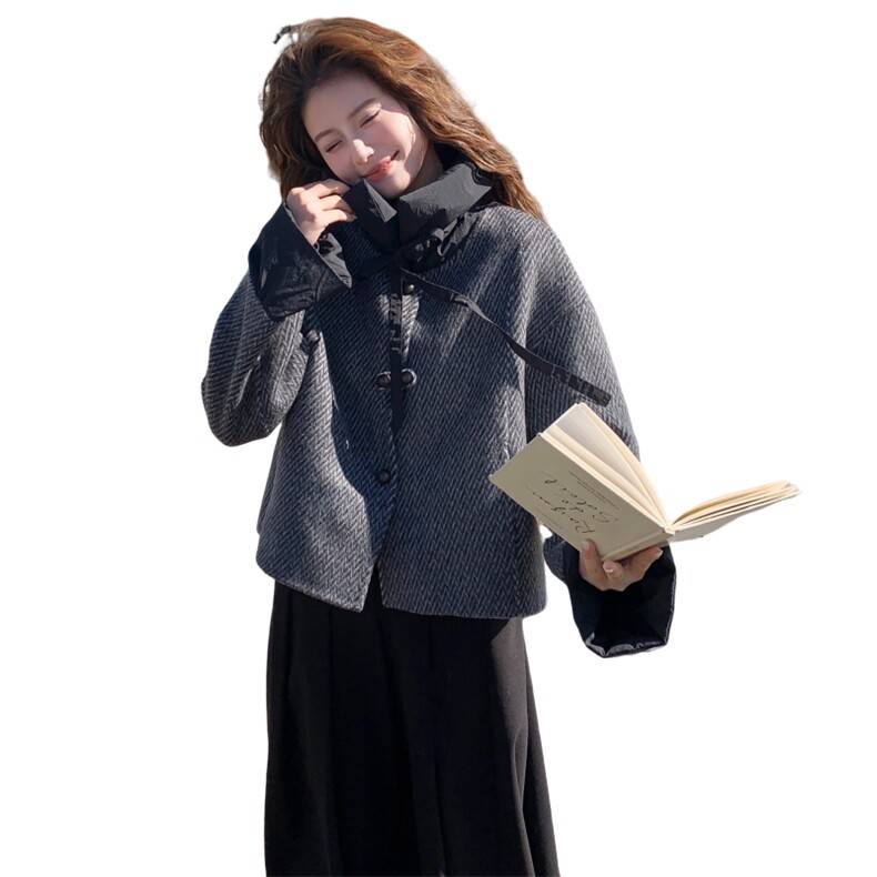 学院风羊毛双面毛呢外套女秋冬2025新款小个子独特超好看气质上衣,女装短外套,2C057