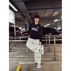 美式复古条纹字母印花冰感长袖速干T恤男女春秋百搭休闲短袖，男装T恤，星座506A