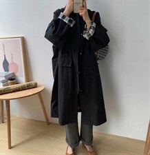 【素妮】2022工装韩版格子里衬风衣，女装风衣，素妮