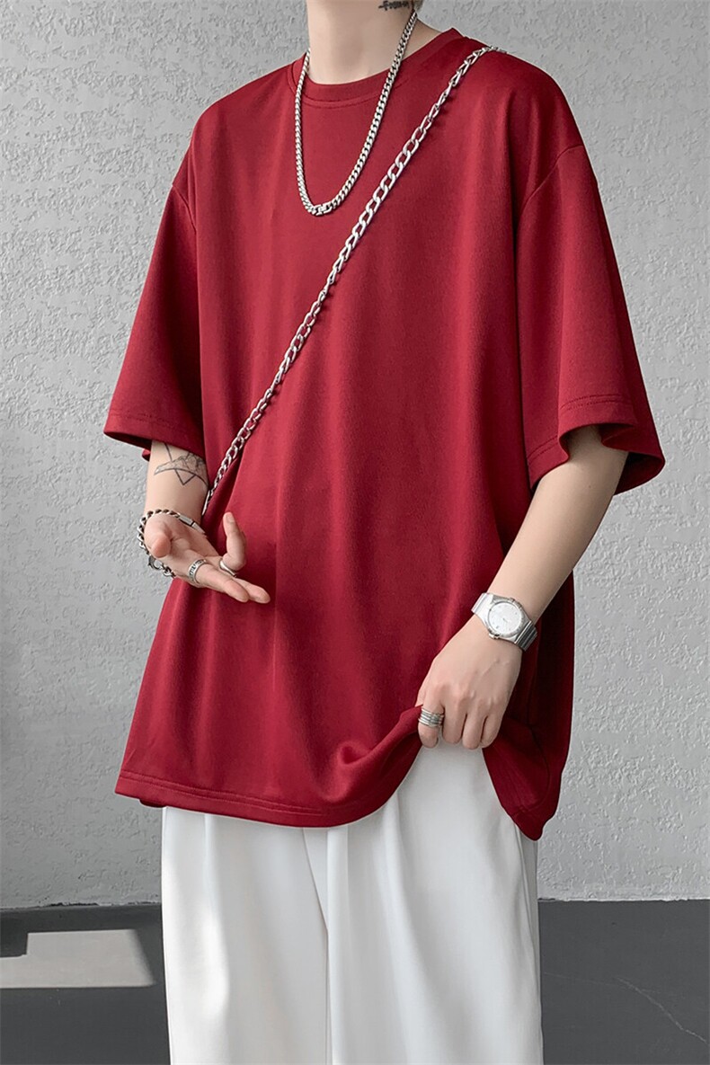 8XL-M高品质重磅棉光版纯色短袖T恤百搭款半截袖五分袖DX332特P23,男装T恤,电商D206-1